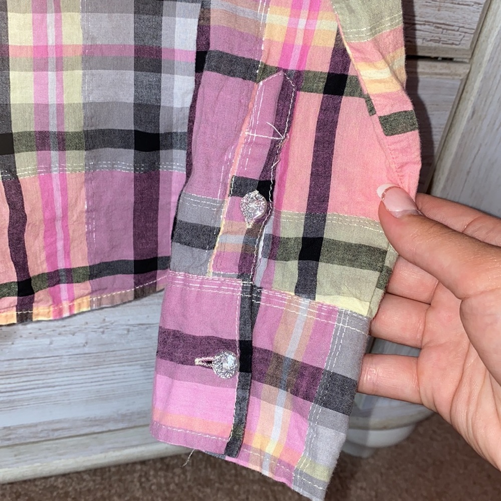 Girls Plaid Button-Down Top - Picture 5 of 6